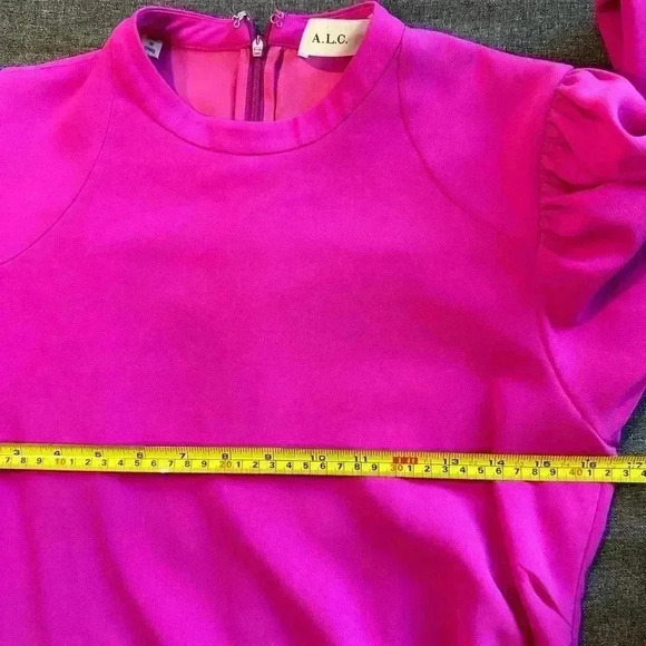 A.L.C Jane crepe Mini Dress in Hot Pink Long Sleeve wrap ALC 6 Christmas Holiday - Picture 15 of 16